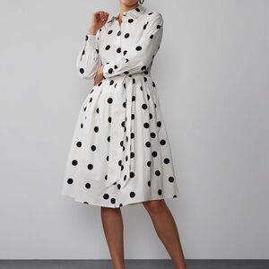New York & Company Black and White Polka Dot Dress